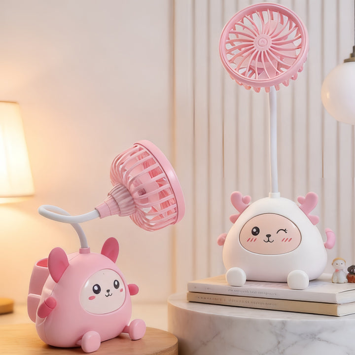 Dame skrivebordslampe med integrert mini-vifte Skanto