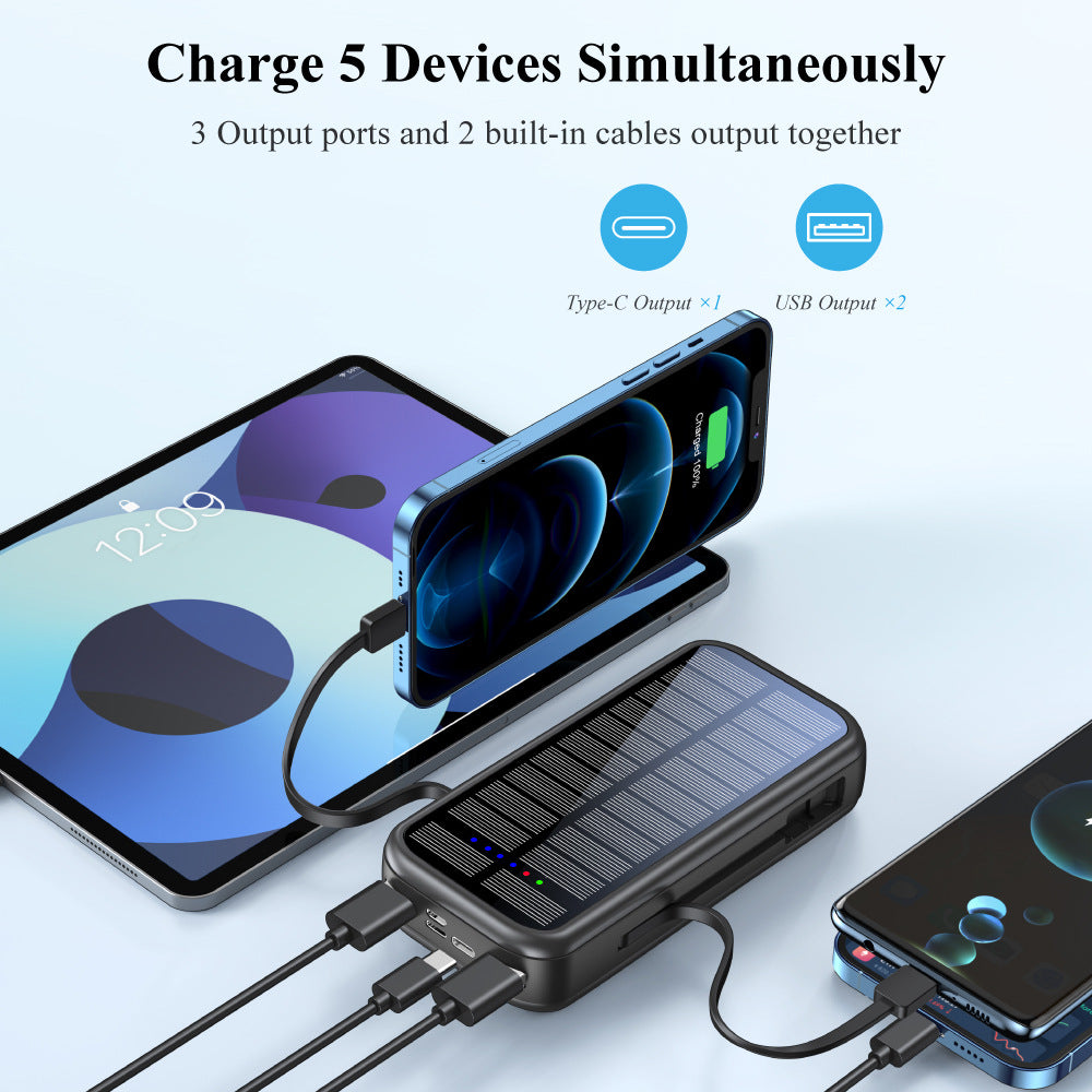 Solcelledrevet powerbank med integrert hurtigladefunksjon Skanto