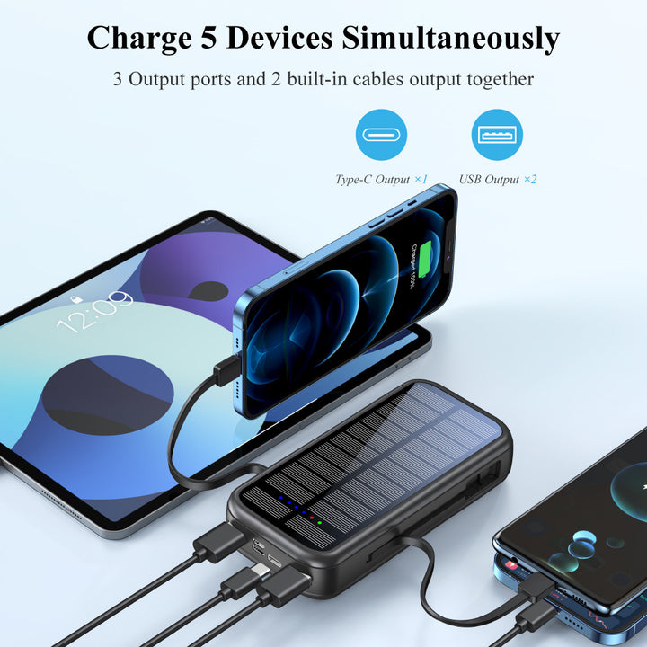Solcelledrevet powerbank med integrert hurtigladefunksjon Skanto