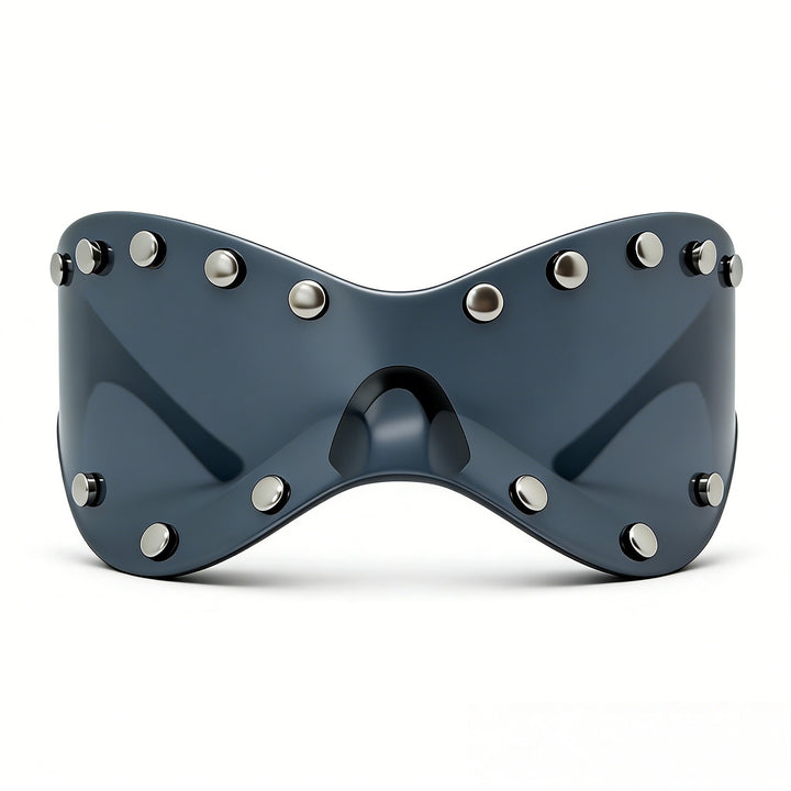 Damer futuristisk designer-solbrille med dekorative metalldetaljer Skanto