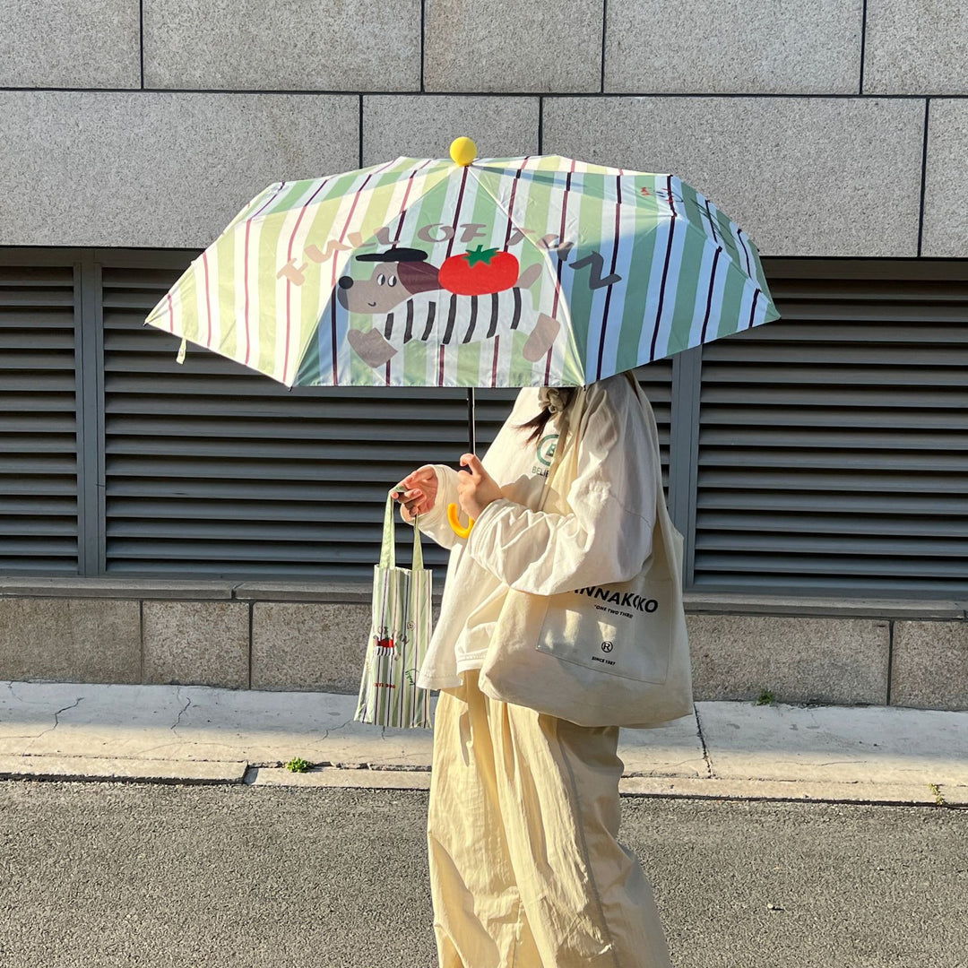 Dame elegant foldeparaply med ergonomisk treskaft og beskyttende bæreveske Skanto
