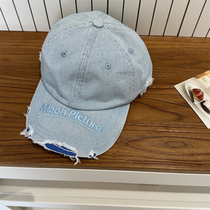 Kvinne's Slitt Denim Baseball Cap Skanto 1783922478