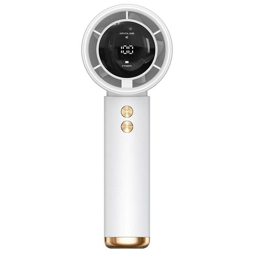 Unisex nan kompakt bladløs håndvifte med LED-skjerm, flerstegs regulering og batteridrift Skanto