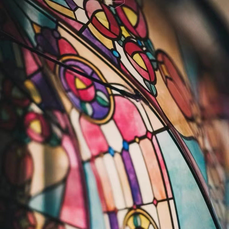 Damer Sammenleggbart paraply med kunstnerisk glassvindu-motiv Skanto