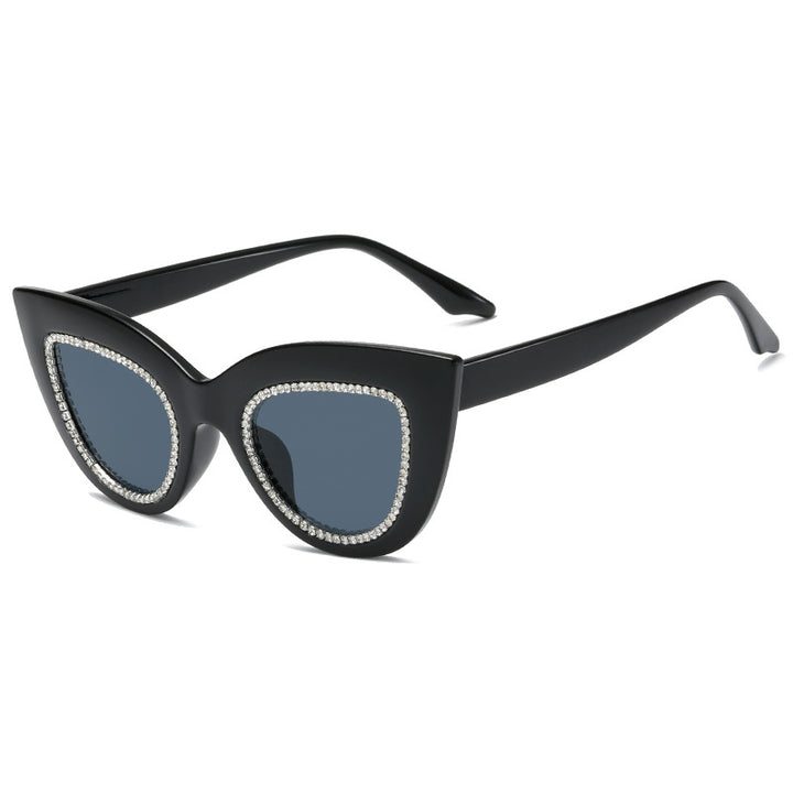 Dame Cat-Eye solbriller med glitrende aksenter Skanto