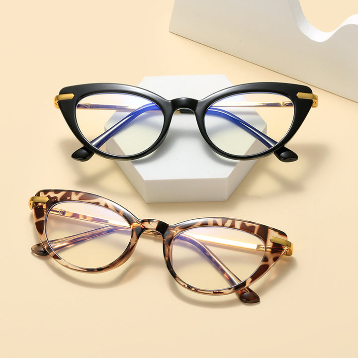 Dame Cat-Eye solbriller med glitrende metalramme Skanto