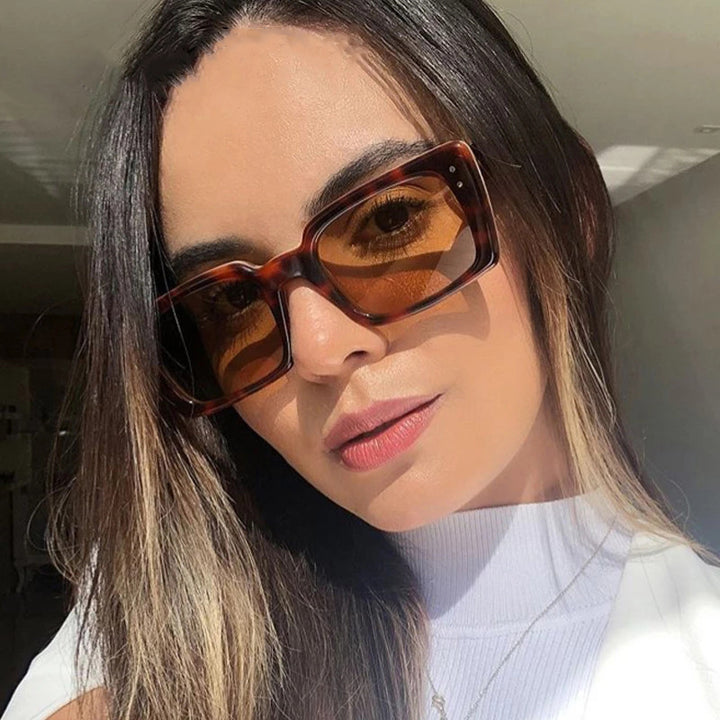 Dame kvadratisk solbrille med dyremønster Skanto