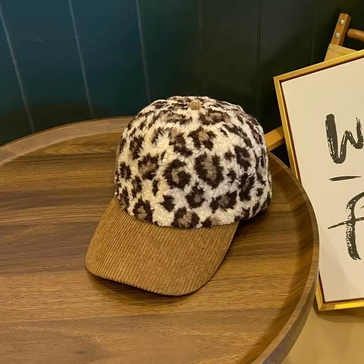 Kvinnens Leopardmønstret Fleece Baseball Caps Skanto