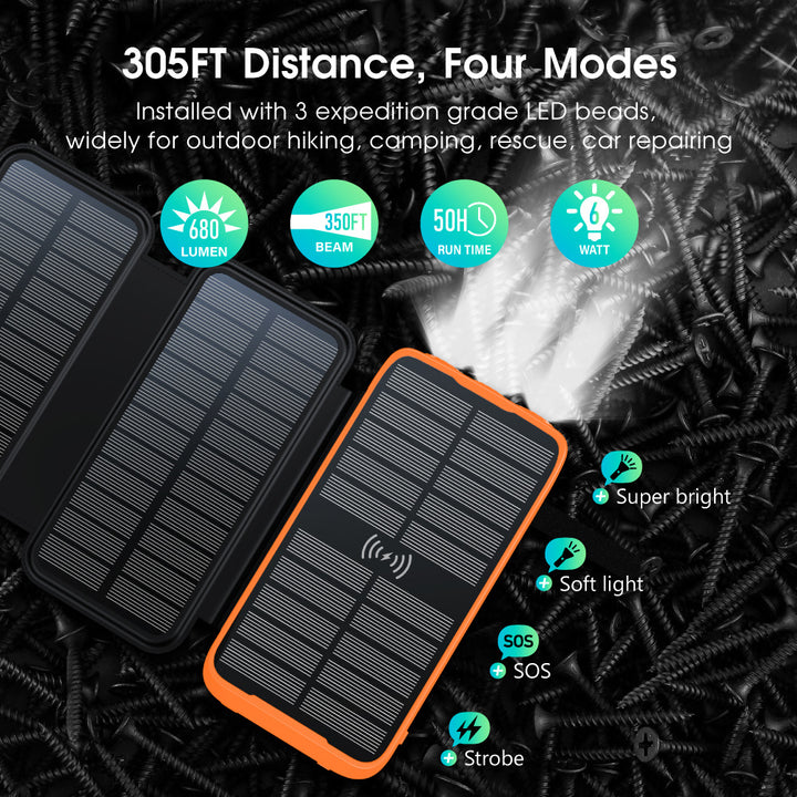 Solar-Powerbank med Trådløs Lading Fra Skanto
