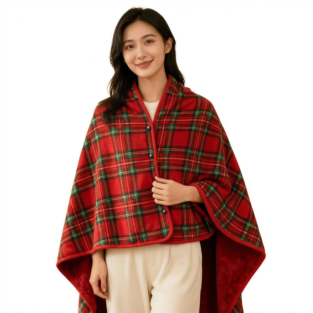 Damer elegant og komfortabel fleece poncho teppe Skanto