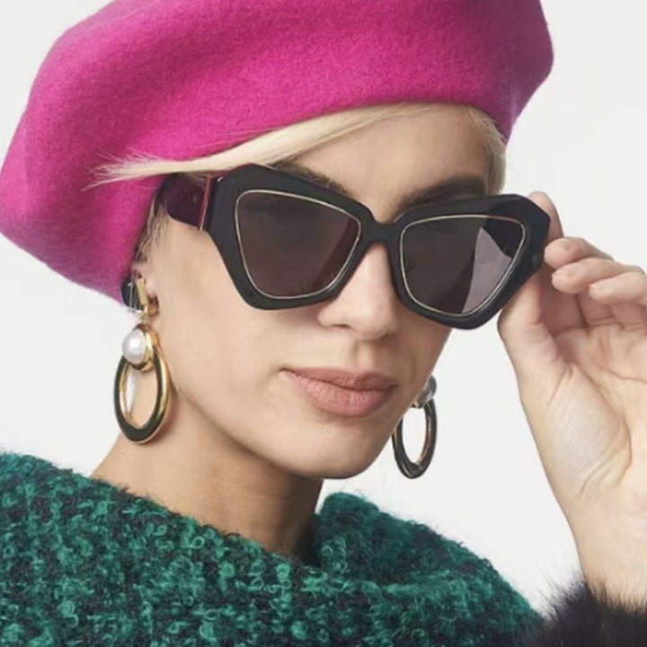 Dame trendy Cat-Eye solbriller med elegant ramme og UV-beskyttelse Skanto