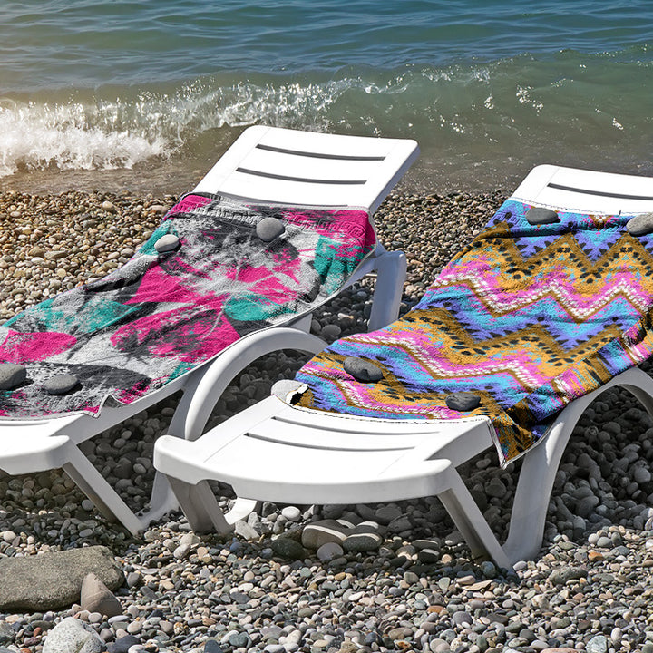 Strandhåndkle i hudvennlig mikrofiber med kreativ mønstermiks Skanto