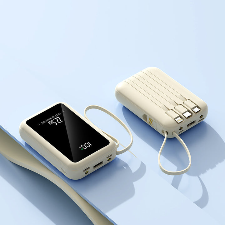 Bærbar Powerbank med integrert digital skjerm og allsidig kabelsystem Skanto
