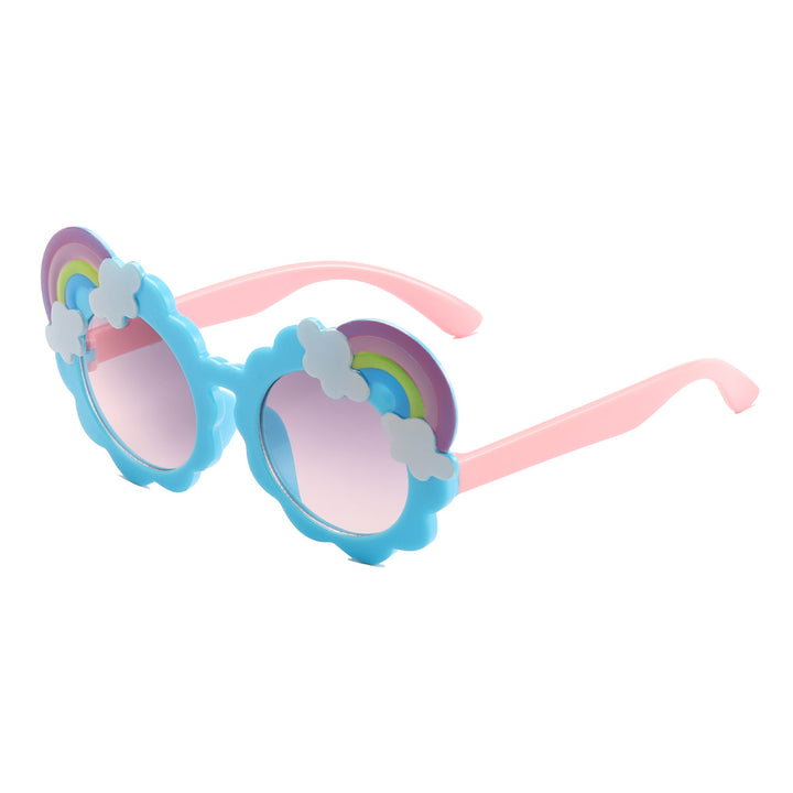 Dame designorientert solbrille med blomsterformet ramme Skanto