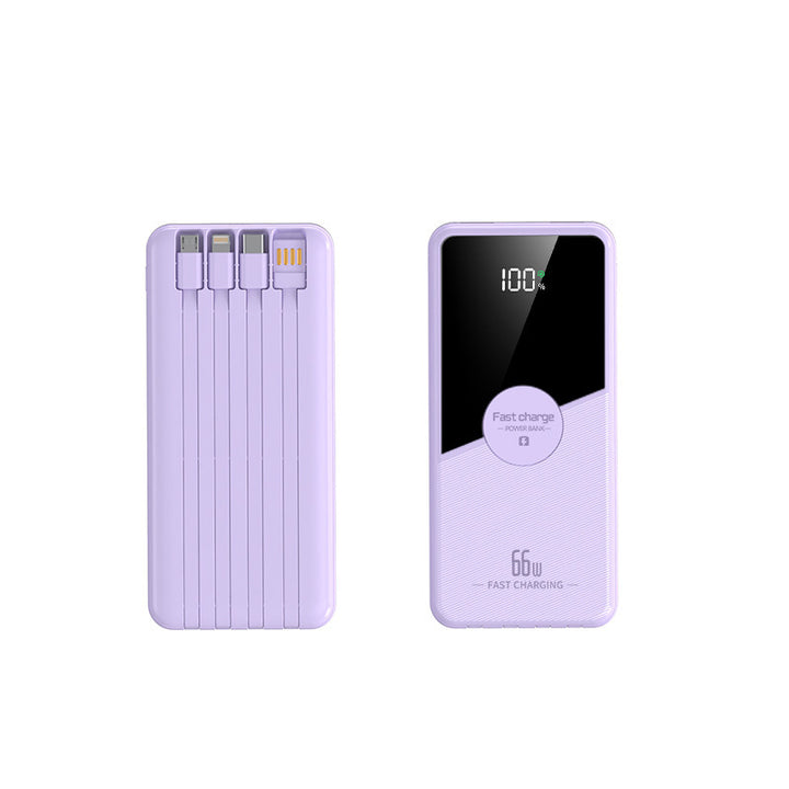 Bærbar Powerbank med innebygd multi-ladekabel og digital ladningsindikator Skanto