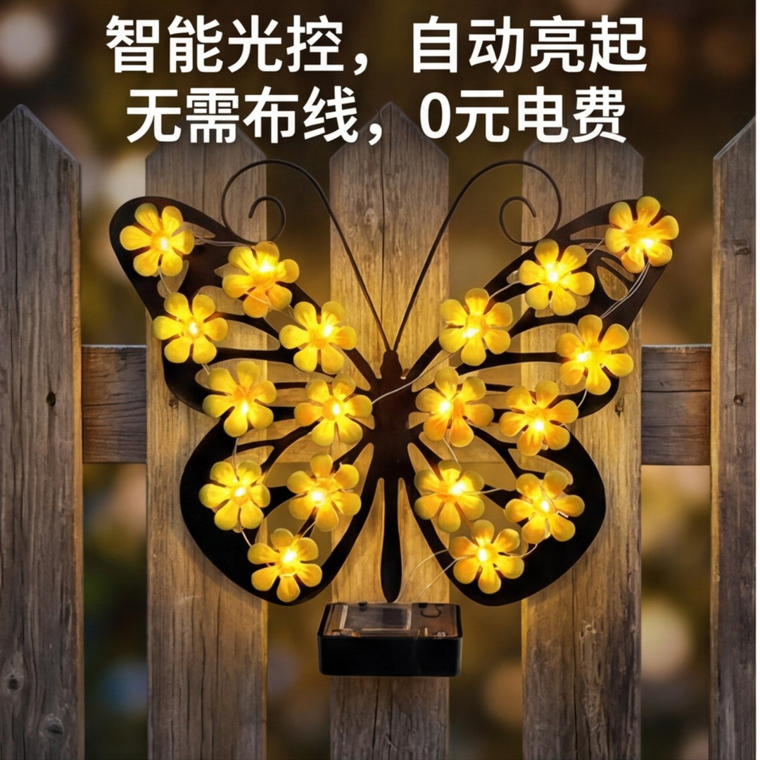 Decorative Metal Bee Wall Light with Integrated Fairy LED Lamp and Solar Module Skanto