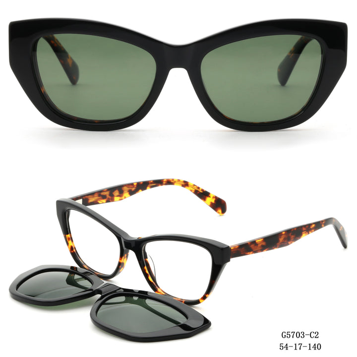Dame Kunstnerisk utformet Cat-Eye solbriller med avtakbare glass Skanto