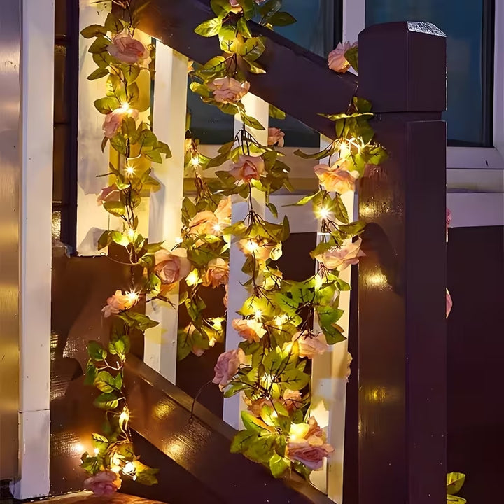 Kunstig Rose Vinstengel LED Fe String Lys Vanntett Kobbertråd Skanto