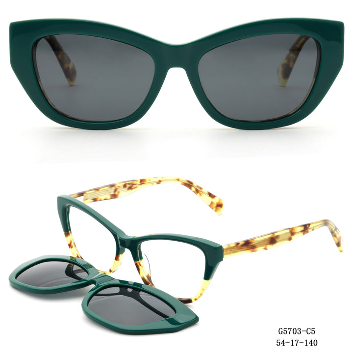 Dame Kunstnerisk utformet Cat-Eye solbriller med avtakbare glass Skanto