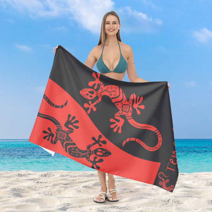 Strandhåndkle med fargerik gecko-mønster Skanto