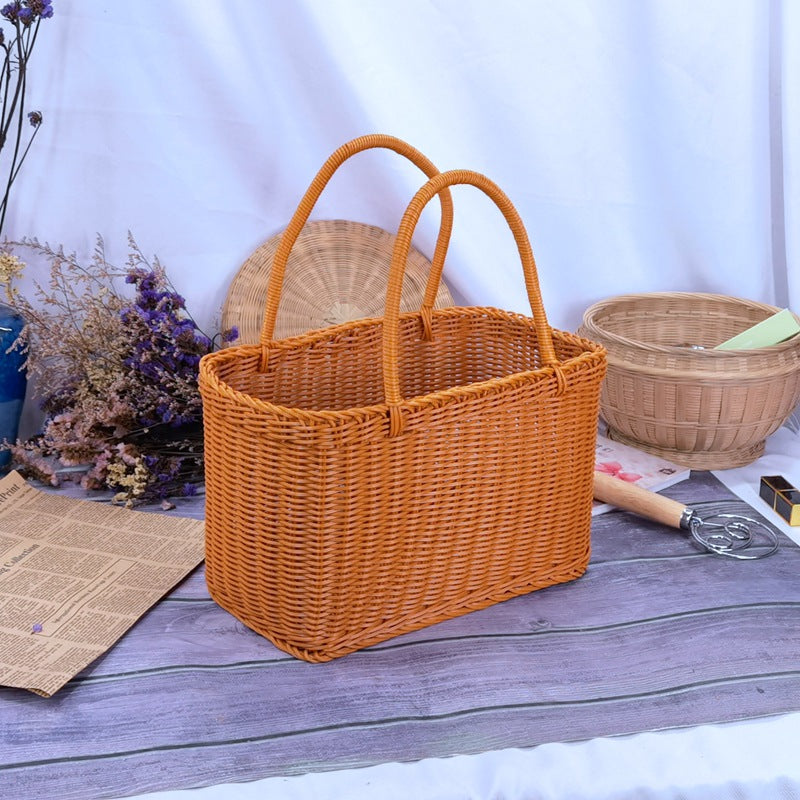 Dame tidløs Rattan handleveske Skanto