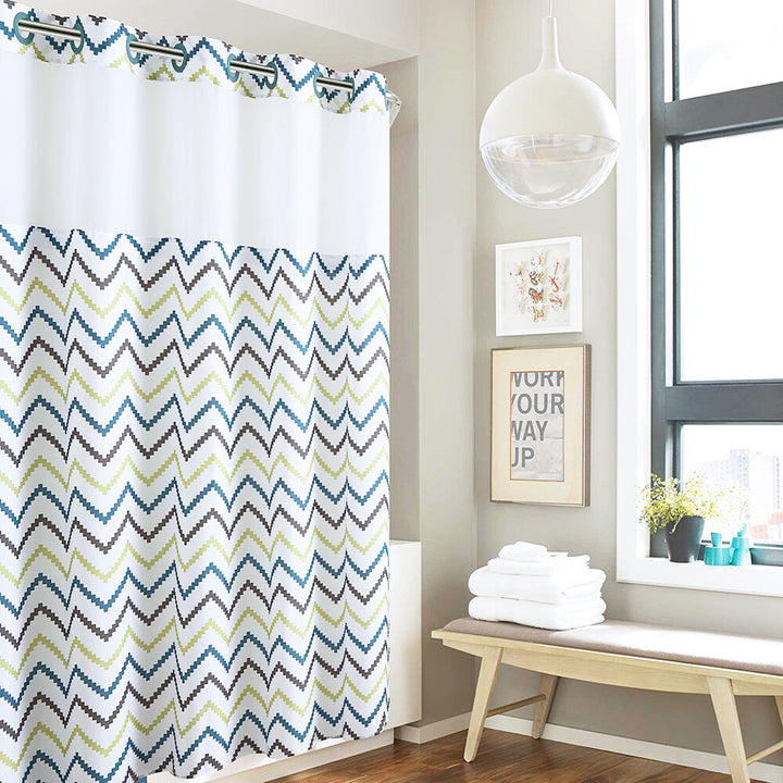 Geometrisk Zigzag Print Dusjforheng Skanto