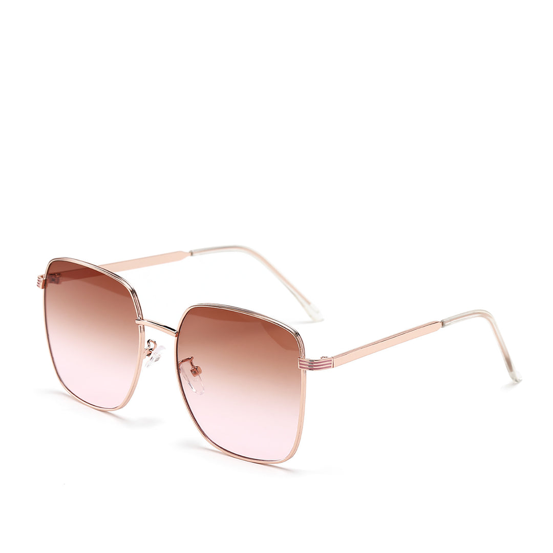 Dame kvadratisk solbrille med elegant metallramme og speilende glass Skanto