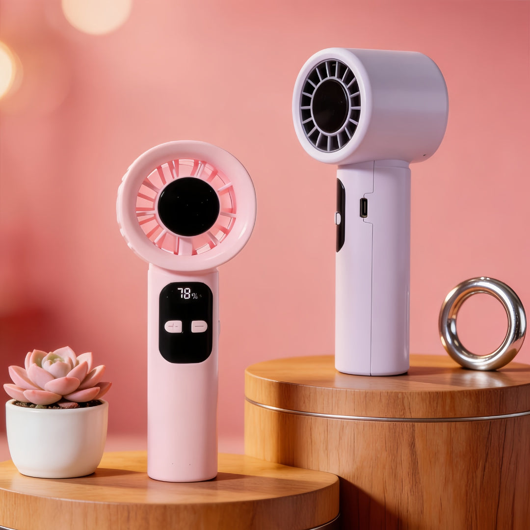 Unisex nan bladløs Mini-Håndvifte med digitalt display og USB-ladefunktion Skanto