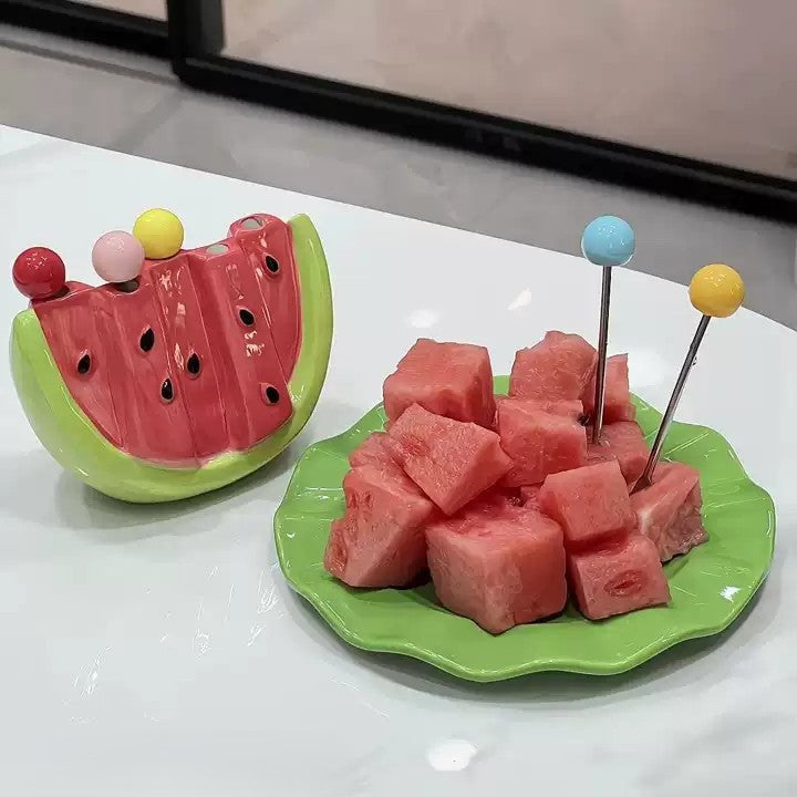 Skanto | Vannmelon Frukt Bite Sticks Gaffel Sett