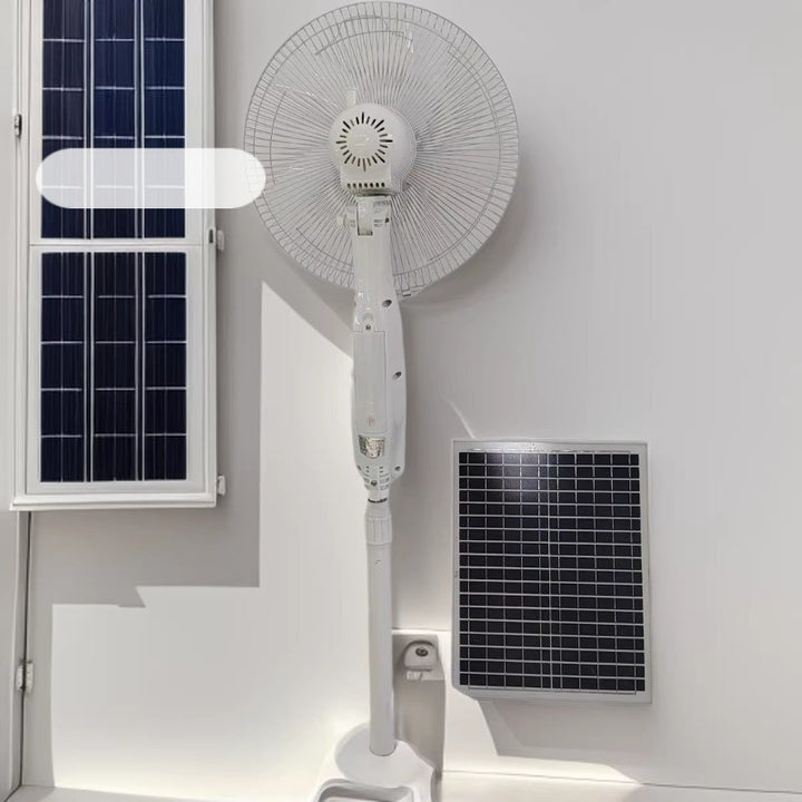 Unisex solcel-drevet stående vifte med intelligent energistyring Skanto