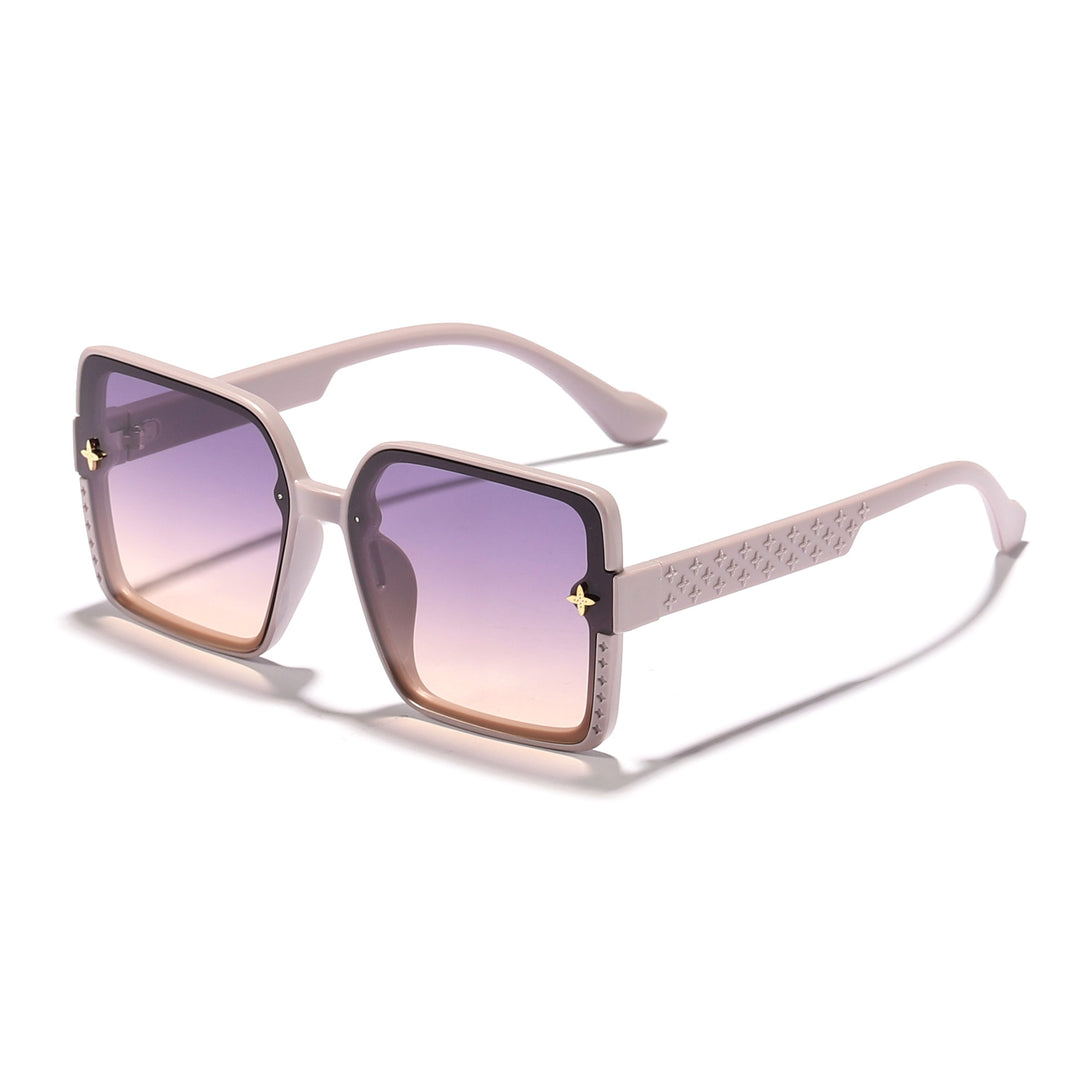 Dame moteriktig firkantet solbrille med dekorert ramme Skanto