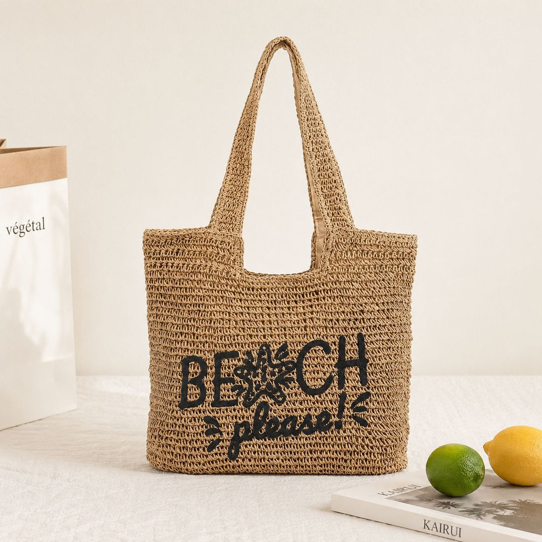 Strandveske med brodert tekst Skanto