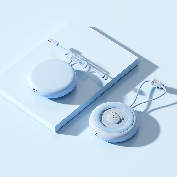 Kompakt Powerbank med integrert ladekabel og stilleggende design Skanto