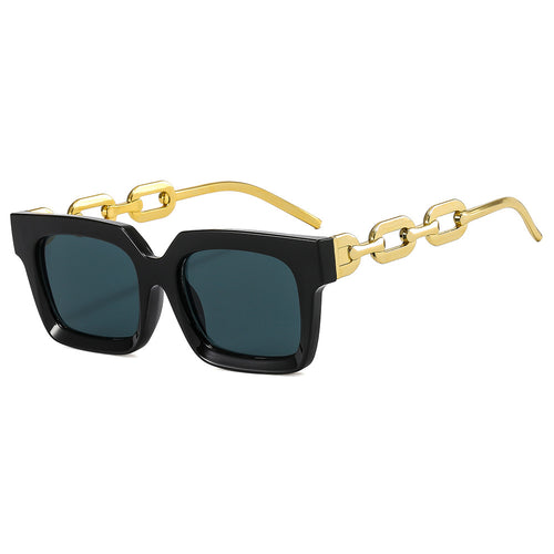 Dame moterik kvadratisk solbrille med luksuriøse kjededetaljer Skanto