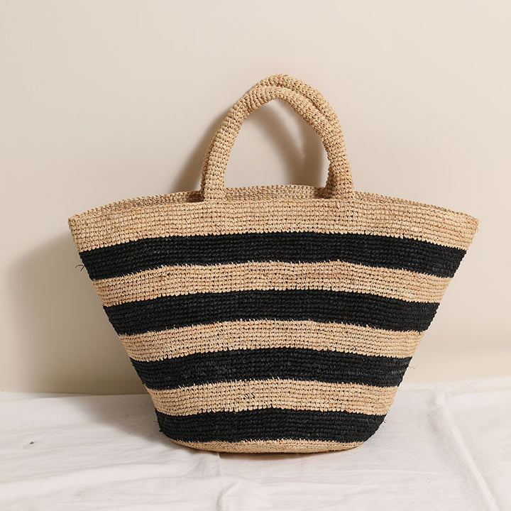 Flettet strandbag med moderne striper mønster Skanto
