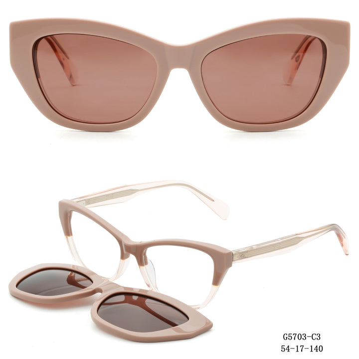 Dame Kunstnerisk utformet Cat-Eye solbriller med avtakbare glass Skanto
