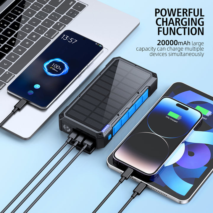 Solar Powerbank med hurtigladingsfunksjon og integrert lommelykt Skanto