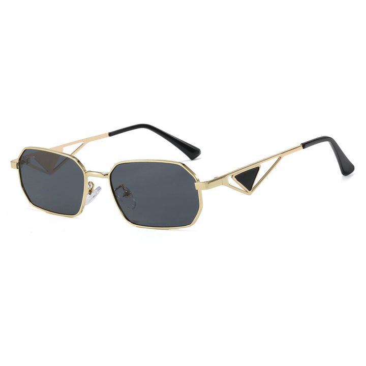 Dame geometrisk luksus solbrille med smal høyglans ramme Skanto