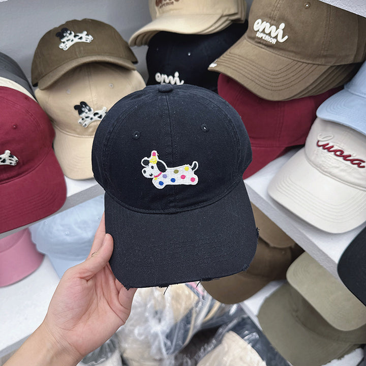 Kvinnenes Søte Broderte Hundetema Baseball Cap Skanto
