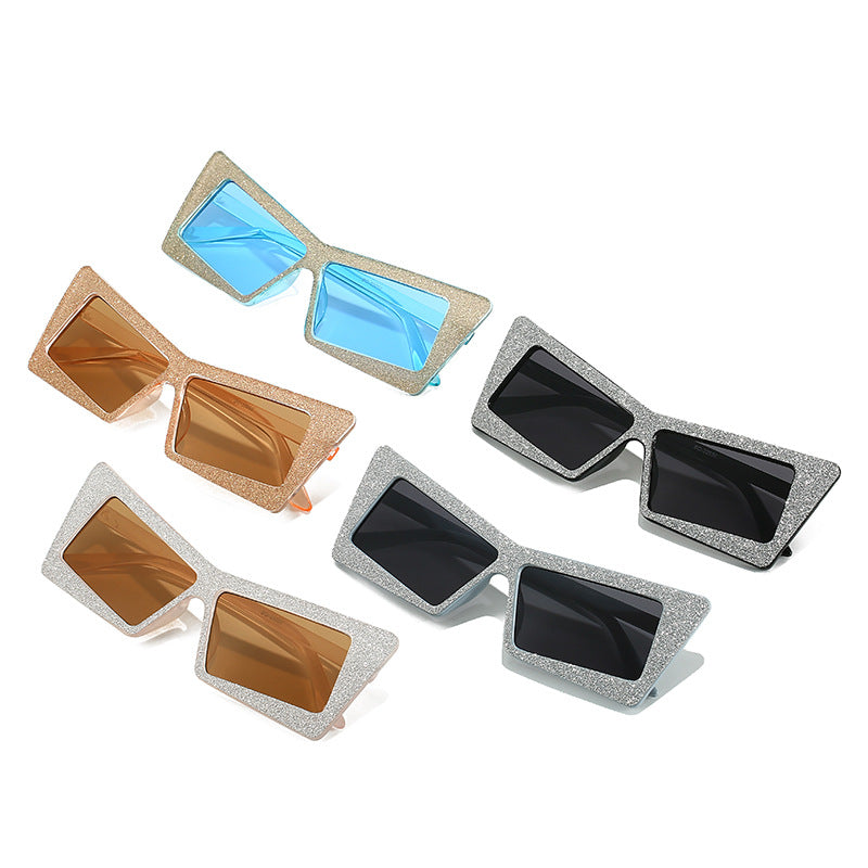 Dame geometrisk solbrille med glitrende elementer Skanto