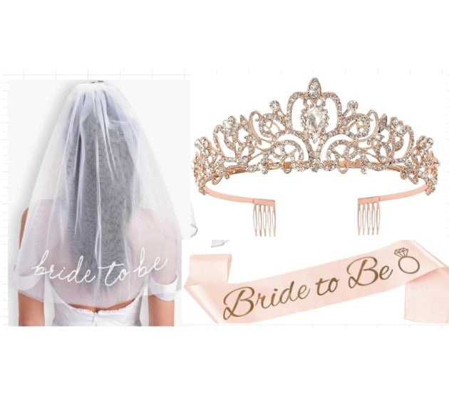 Dame Bryllup Tiara og Slør Sett Skanto