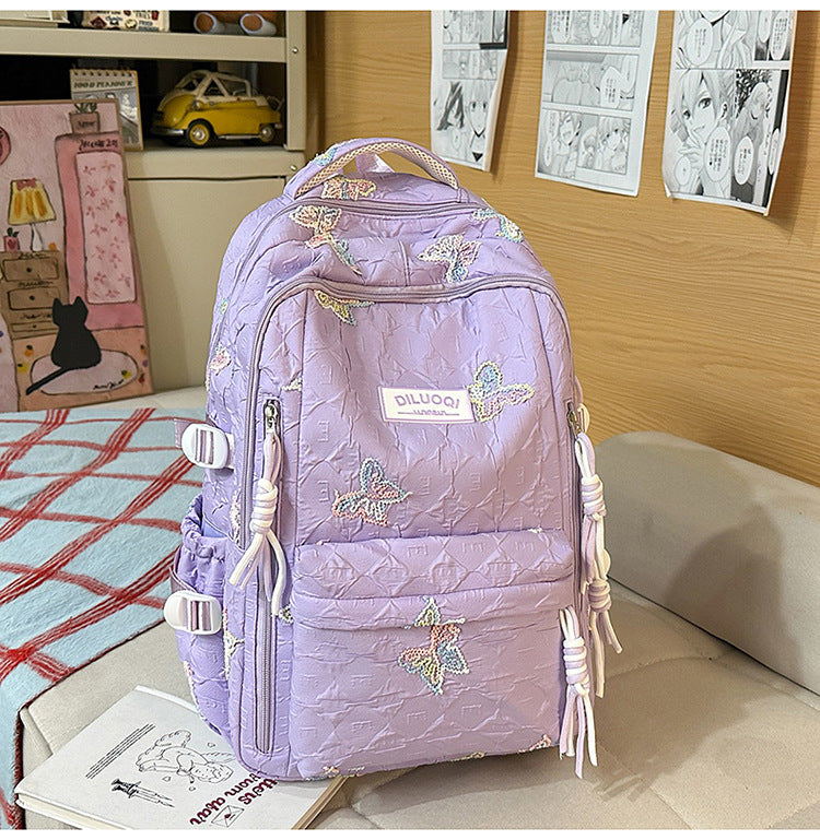 Blomsterbrodert Holdbar Skolesekk Skanto