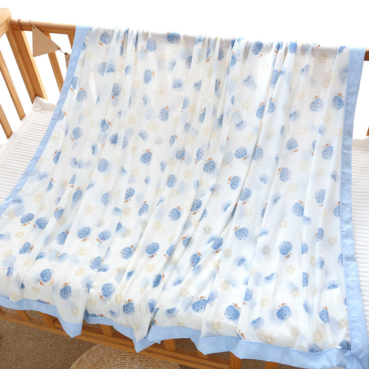 Unisex nan koselig babysengteppe laget av bomullsmuslin med pustende fyll og satinert kant Skanto