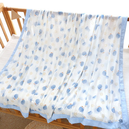 Unisex nan koselig babysengteppe laget av bomullsmuslin med pustende fyll og satinert kant Skanto