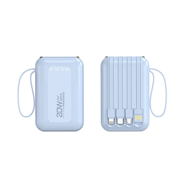 Bærbar Powerbank med integrert kabelsystem og LED-skjerm Skanto