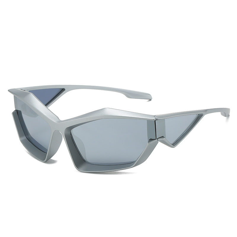 Dame sporty performance solbriller med moderne geometrisk ramme Skanto