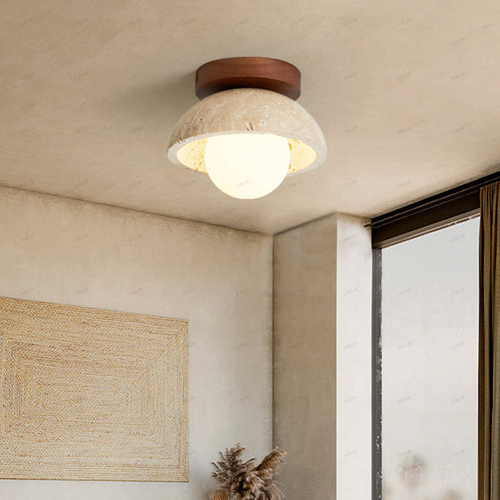 Skanto | Boho Travertin Naturstein LED Vegglampe