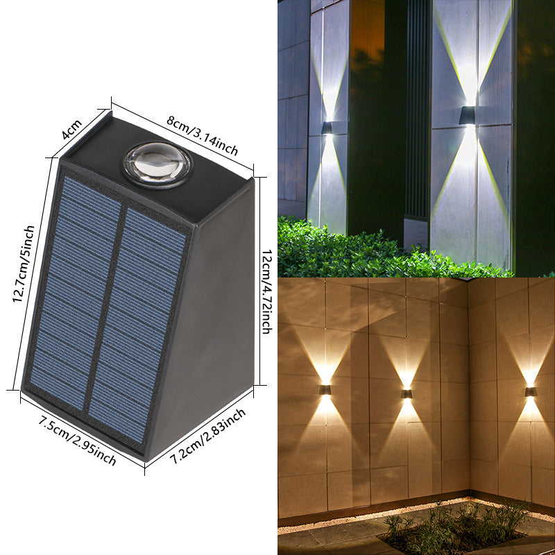 Skrå Bi-Direksjonal Sol LED Vegg Uplight-Nedlight Med Integrert Fotovoltaisk Panel Og Prisme Linse Skanto