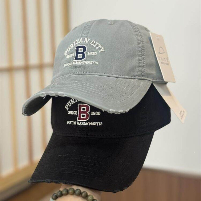 Kvinne Vintage Slitt Brodert Baseball Caps Skanto