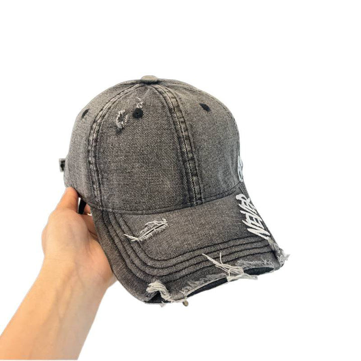Kvinnenes slitte denim baseballcap Skanto 1784083869